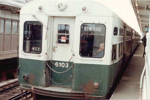 CTA 6000 series car on the Snowflake Special fantrip. March 17th 1985. by Eddie from Chicago