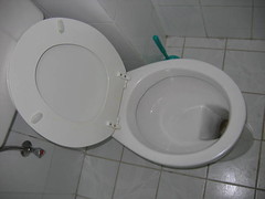 Toilet with hole in front
