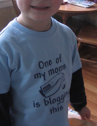 toddler in t-shirt that says one of my moms is blogging this