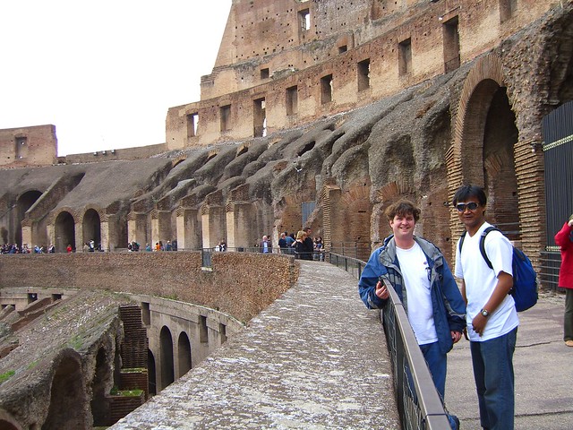 thad and me looking like dopes in the colosseum by permanently scatterbrained