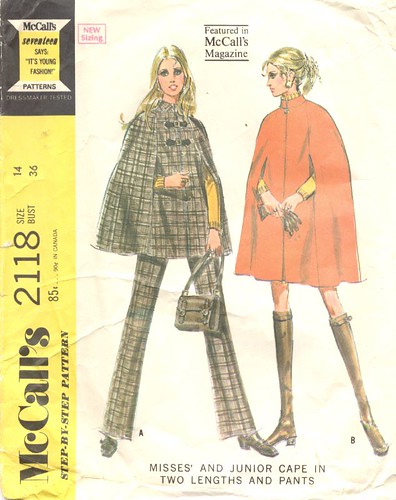 Free Cloak Pattern. Vintage Cape Pattern, 1969