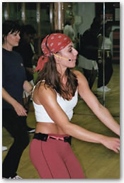 dance instructor with headset mic