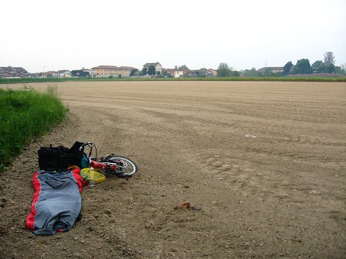 Sleeping spot in freshly cultivated field 10km south of Milano, Italy