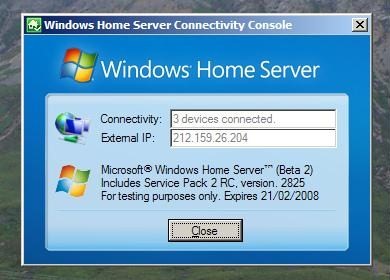 Fake Windows Home Server screen