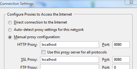 Set HTTP and SSL proxy settings in your browser