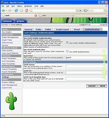 cacti: setting authentication