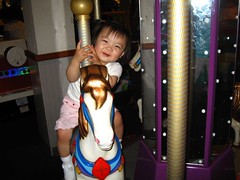 Ree loves the Chuck E Cheese merry-go-round