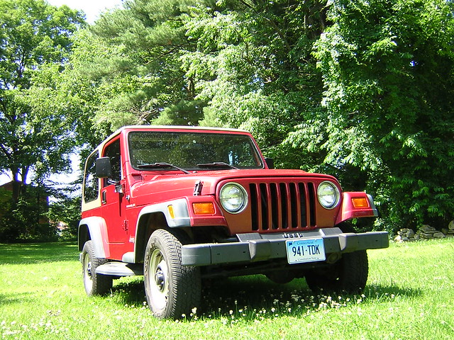 red 1998 jeep wrangler