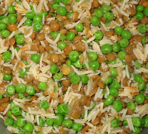 lentils, peas, rice