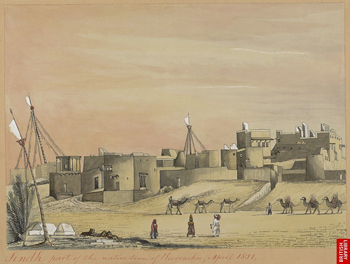  Part of the town of Karachi (Sind), with Mud Houses; Camels and Villagers in Foreground - April 1851