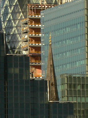 close up of Gherkin and church