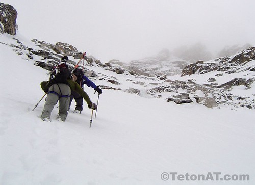 Brendan and Hans climb towards the summit of Mt Owen