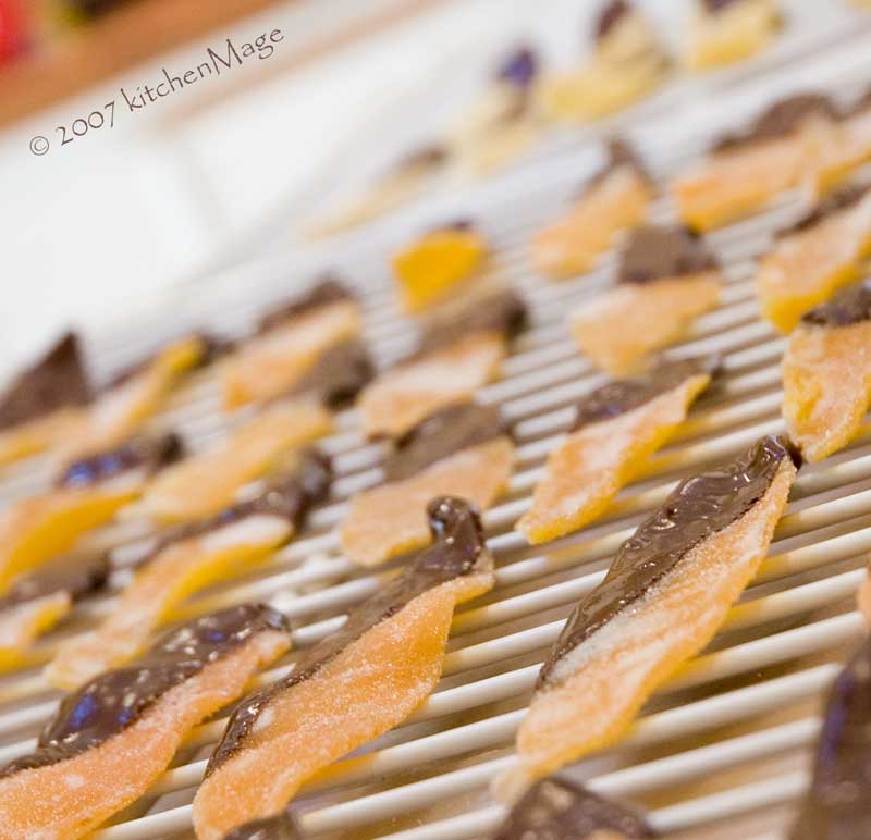 Chocolate dipped candied citrus peel