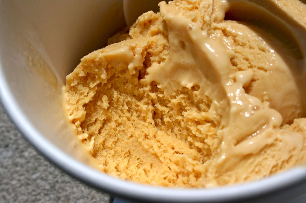 Single Scoop of Caramel Ice Cream - texture shot