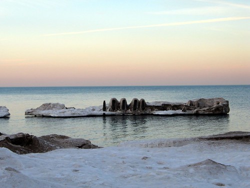 Icy Pier on Lake Michigan