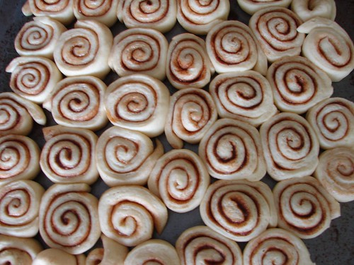 Cinnamon rolls on tray