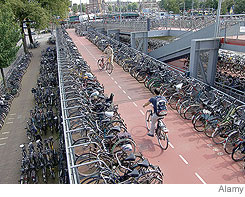 Bikes at the Amsterdam train station.