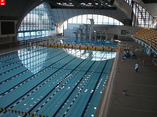 東京辰巳国際水泳場プールを望む