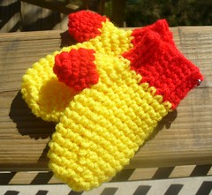 red and yellow mittens