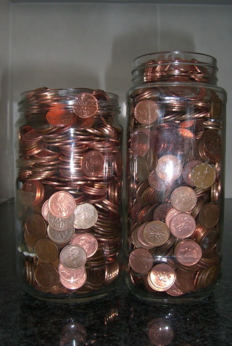 Two jars of pennies