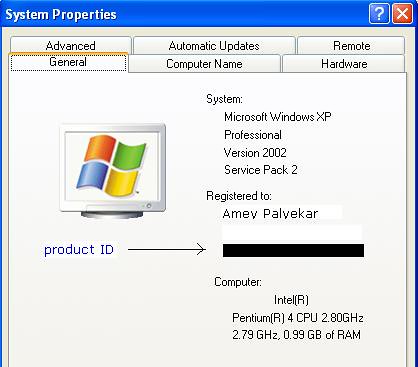 recover product ID of Windows