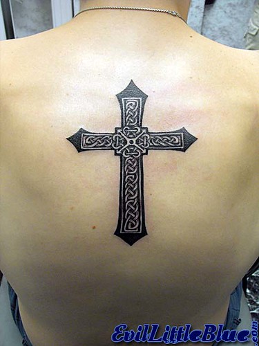 Christian Cross with Celtic knotwork. Tattoo by Miss Blue. Infinite Art