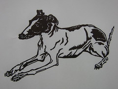 'Italian greyhound - linoleum block print' - Nydam on Flickr