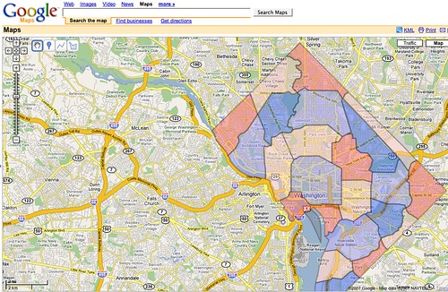 DC Taxi Zone Google Map