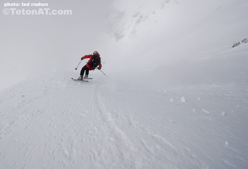 Chris Davenport skis into the abyss on the Grand Teton