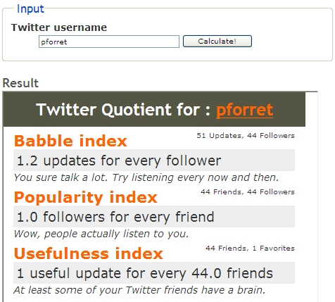Twitter Quotient for : pforret