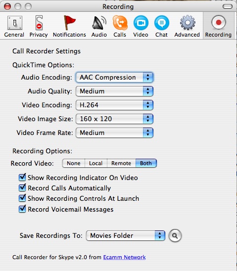 Audio and Video Recording Options