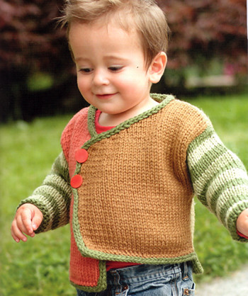 Kid's Color-Block Cardigan from "One Skein"
