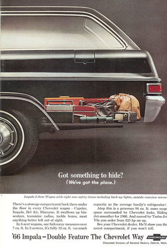 Vintage Ad 160 Smuggling Room in an'66 Impala