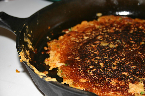 Besan Omelette - in the pan