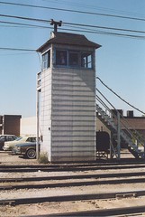 Crossing gate operators tower. GTW Elsdon Yard. Chicago Illinois USA. October 1983.
