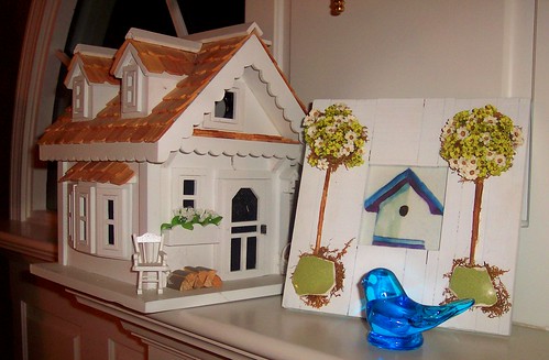 bluebird and birdhouses