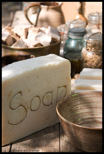 Image of soap and supplies to make it the old fashioned way