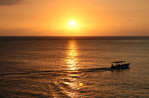 Jamaican sunset with boat