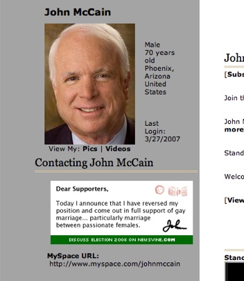 McCain Myspace Prank