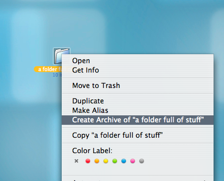 making a zip file on Mac OS X