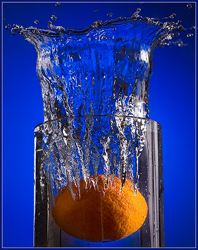 Blue, with a splash of orange