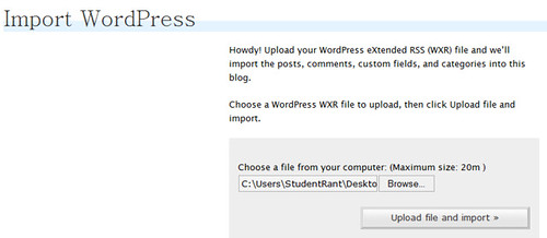 Import wordpress XML file to your website running wordpress