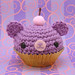 Amigurumi Purple cupcake bear with cherry on top