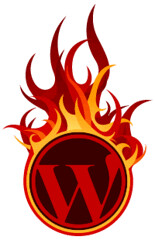 Logo de WordPress en fuego