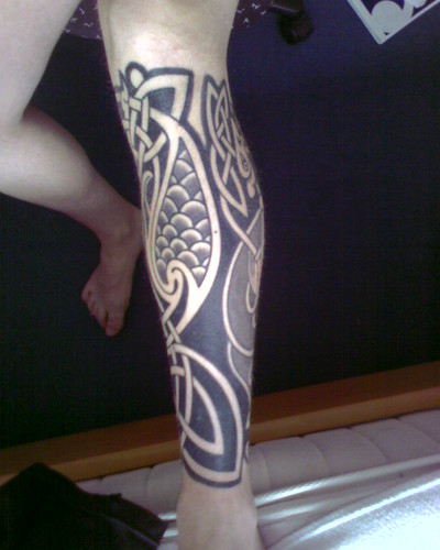 Celtic tattoo left lower leg Part 2 by Harm1985. Had the lion done first, 