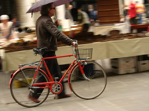 Red bike in Vicenza, Italy