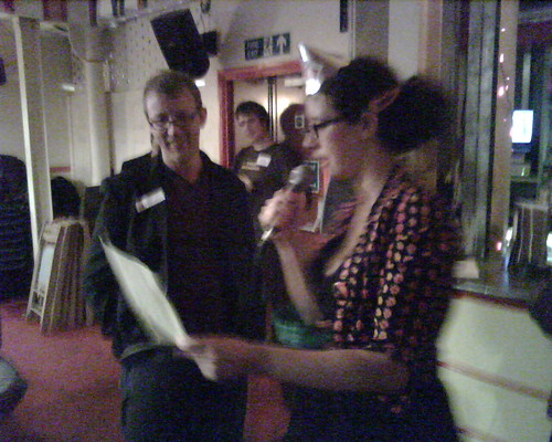 Dave and Becky, awed by the list of rallfe ticket buyers