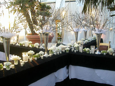 flower and feather wedding centerpieces