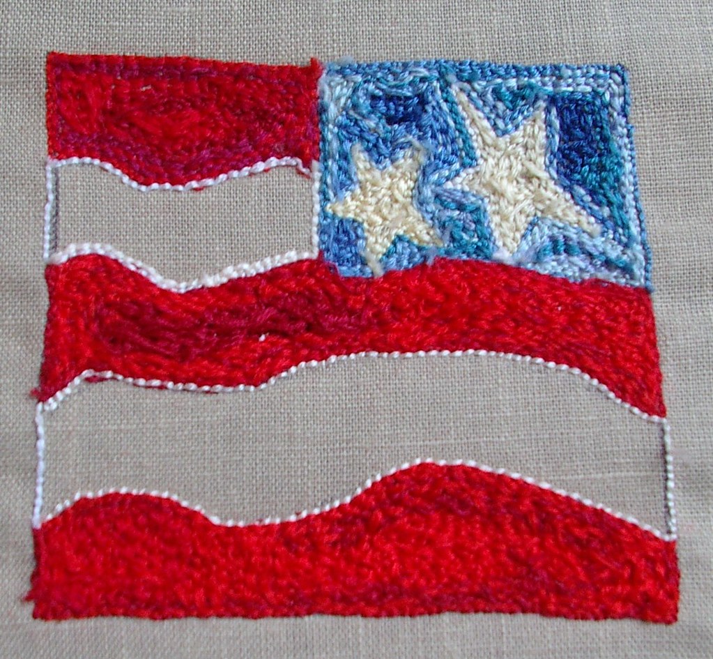 Flag in Russian needle punch back of flag