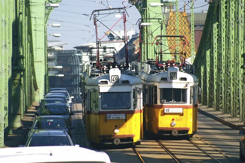 Passing trams